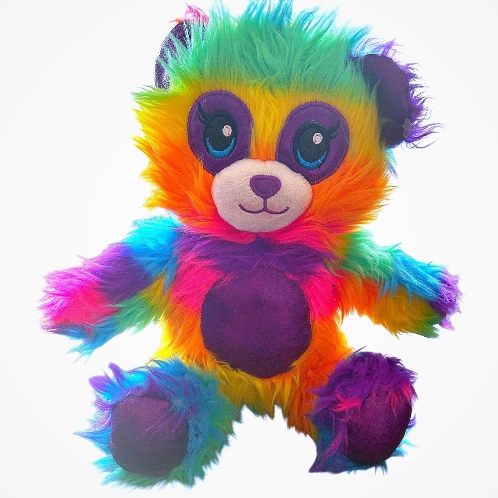 Build-A-Bear Rainbow Panda Plush Faux Fur 10in Multicolor Excellent Kidcore